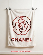 Red Camellia Chanel Logo Flannel Throw Blanket Luxury Wall Decor IMG_7271